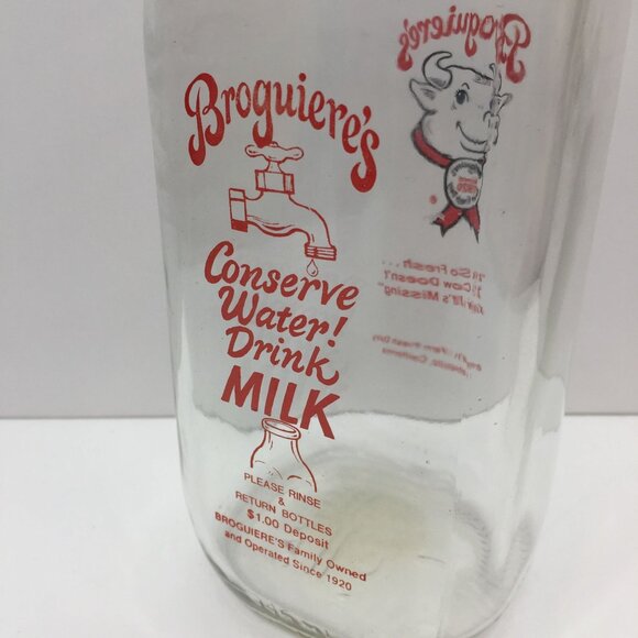 Vintage Set 3 Broguieres Glass Milk Bottles Egg Nog Christmas 2007 Reusable Lids - Picture 6 of 14